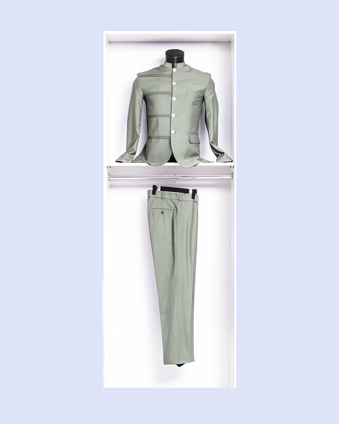 Sage Mandarin Collar Suit