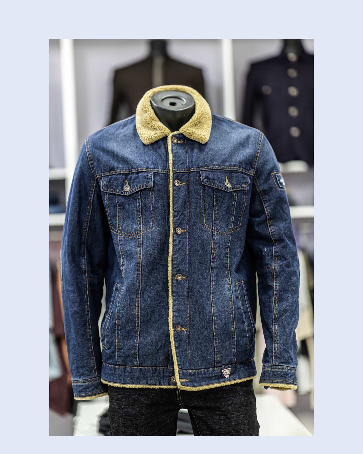 Shearling-Collar Denim Jacket — image 1