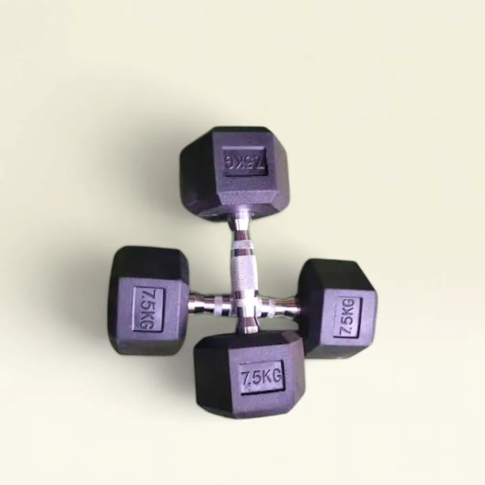 Hex Dumbbell Bangladesh 7.5kg – 2 Pieces Rubber Coated Hexagonal Dumbbell Set — photo 2