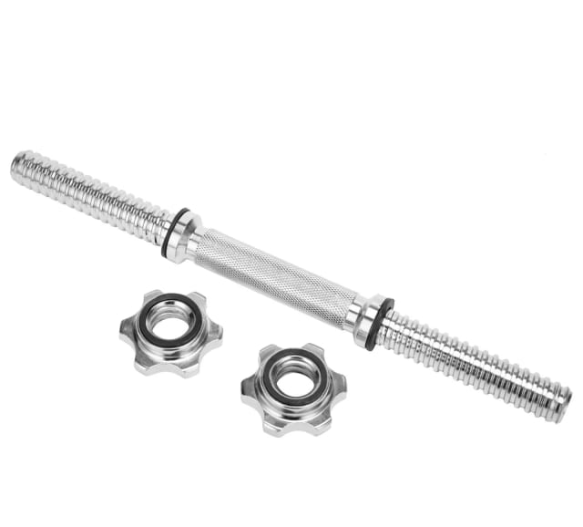 10-Inch Heavy Duty Chrome Dumbbell Bar (1 Piece) with Star-Lock Collars – Silver