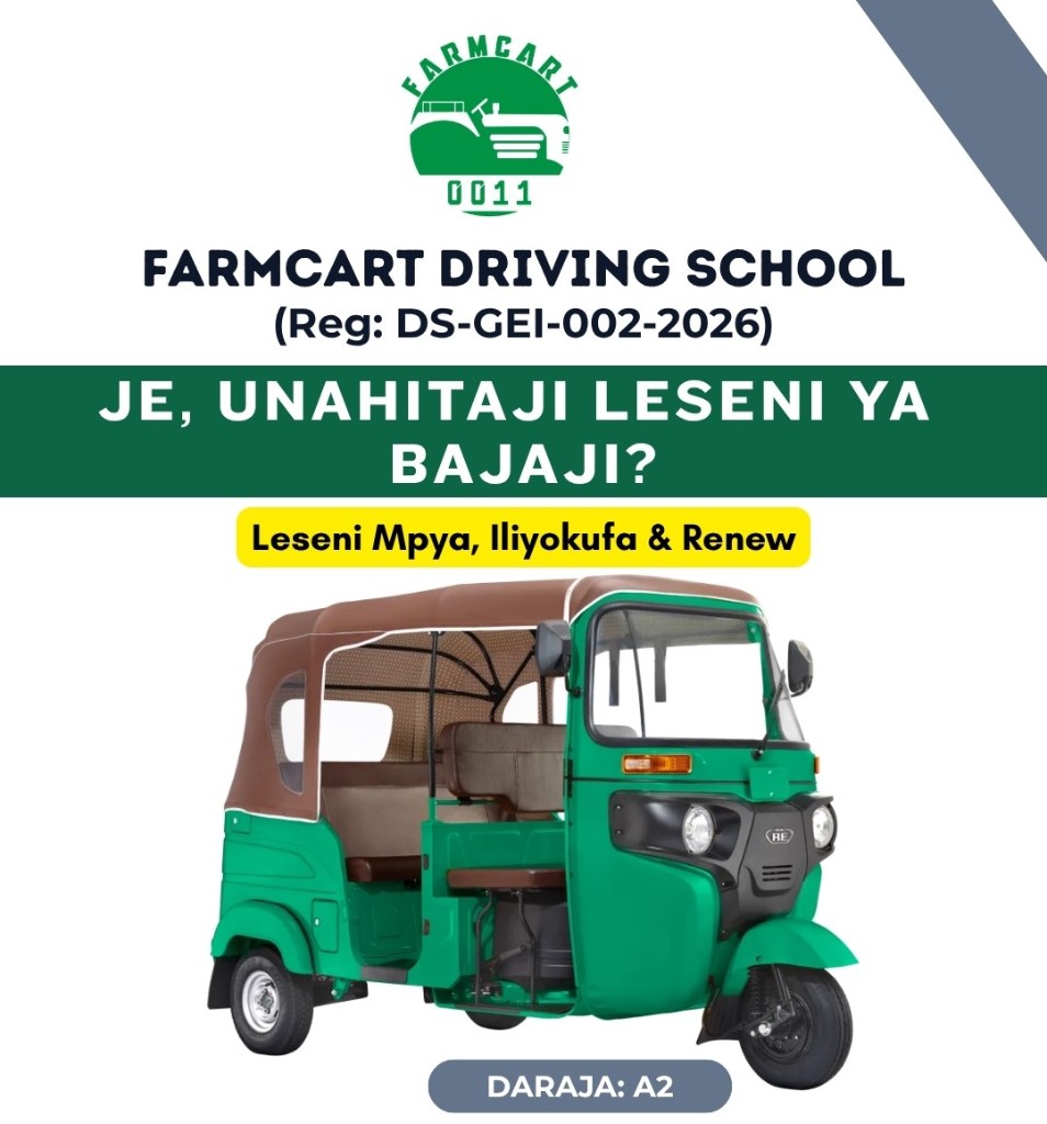 Bajaji inayotumika kwa mafunzo ya leseni Daraja A2