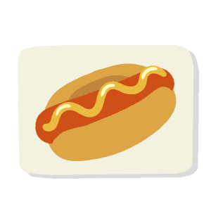 Flash card of a hot dog