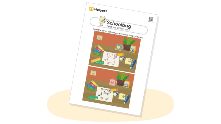 School bag spot the difference worksheet 1