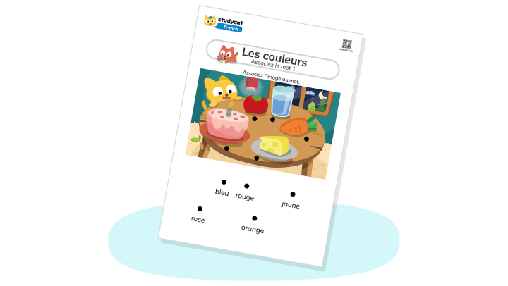 French color matching worksheet for kids | Fun French with Studycat