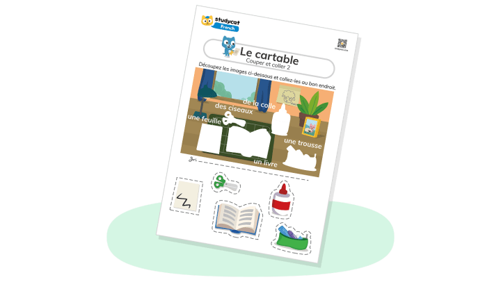 Schoolbag cut and stick worksheet 2