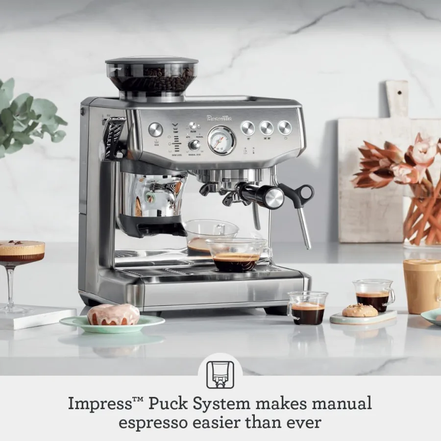 Breville Barista Express Impress espresso machine with built-in grinder