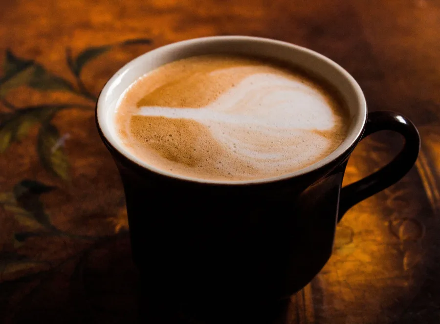 Close-up of a cappuccino with thick, foamy milk on top