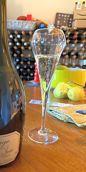 Bottle of Cremant d'Jura a sparkling wine from France Jura region Bottle of Cremant d'Jura a sparkling wine from France Jura region