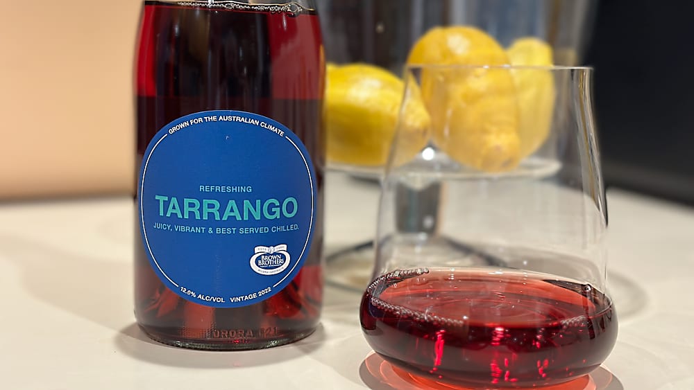 a bottle of Tarrango wine and a glass a bottle of Tarrango wine and a glass