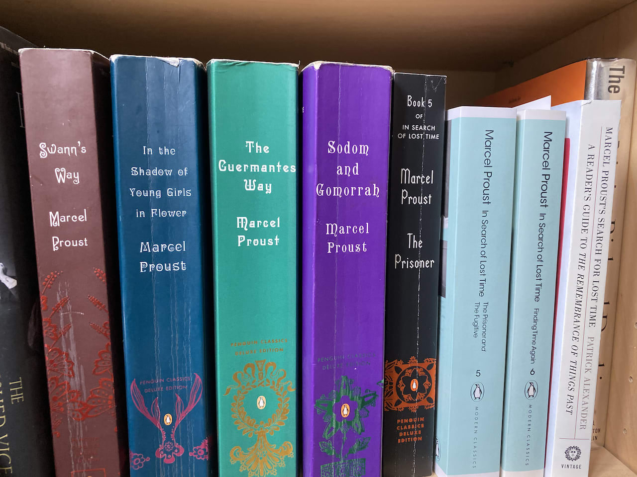 collection of Marcel Proust books on shelf collection of Marcel Proust books on shelf