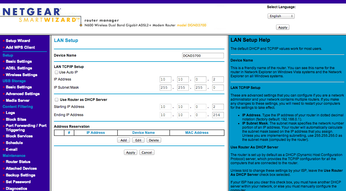 Netgear Lan Settings Netgear Lan Settings