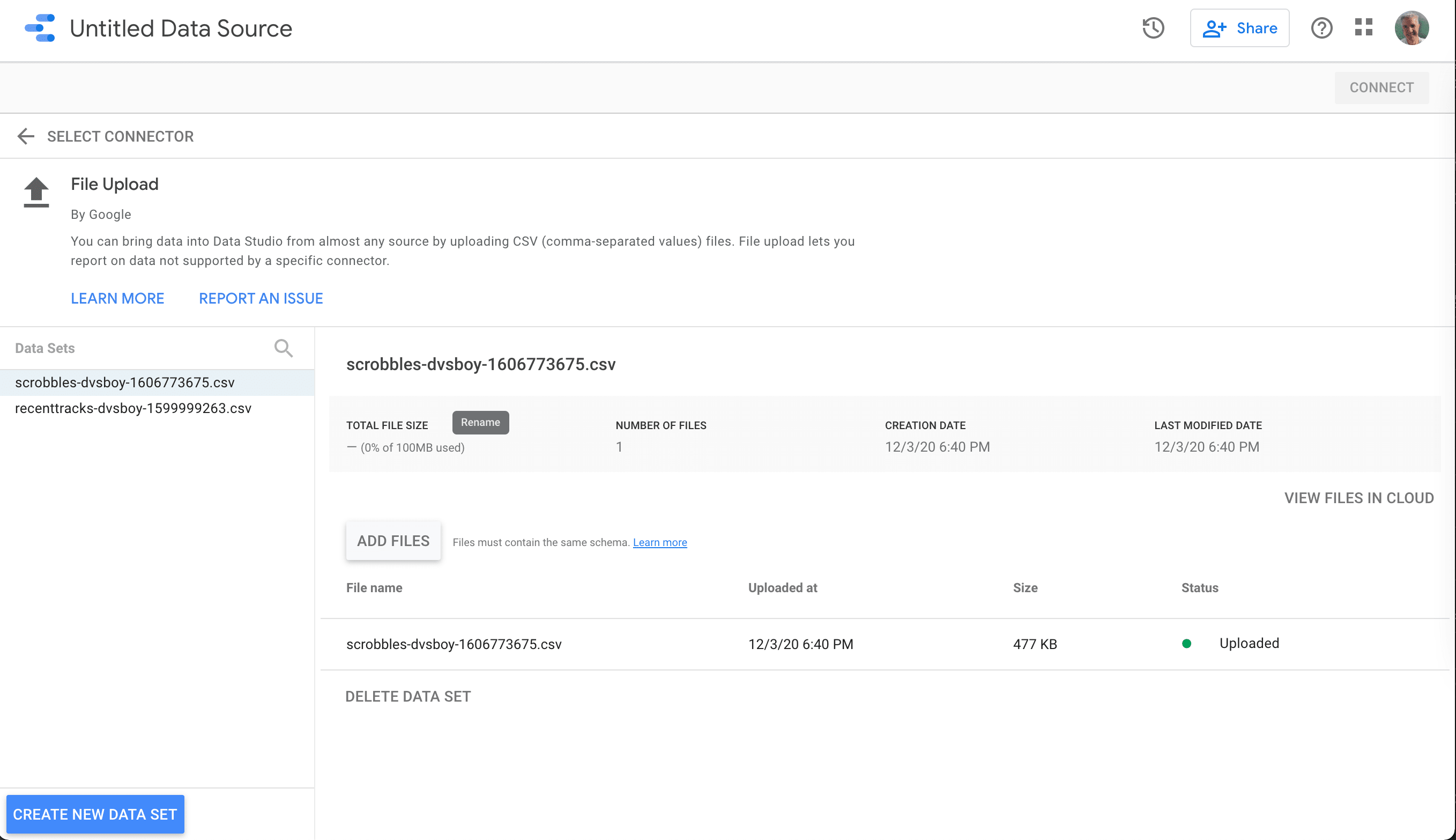 Lastfm Google Data Studio upload CSV Lastfm Google Data Studio upload CSV