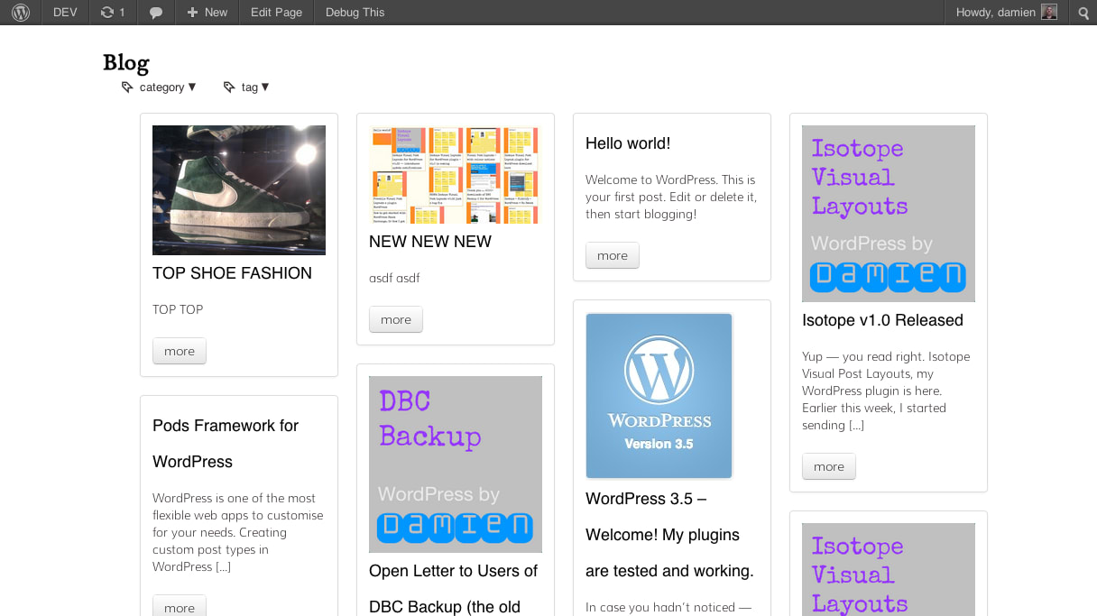 Isotope Pro WordPress plugin