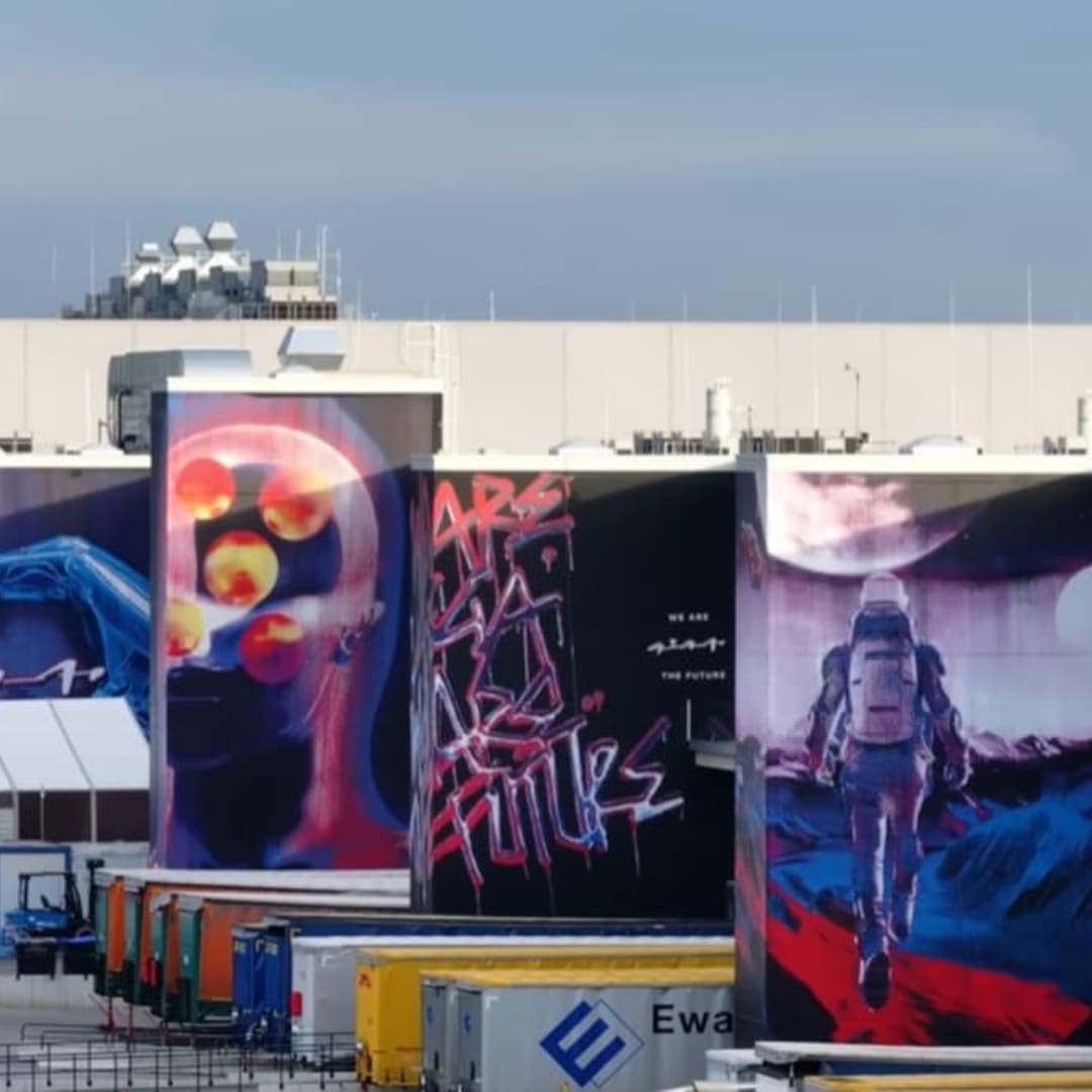 Tesla Gunakan Robot Pelukis Ulang Dinding Gigafactory Berlin dengan Grafiti Warna-warni
