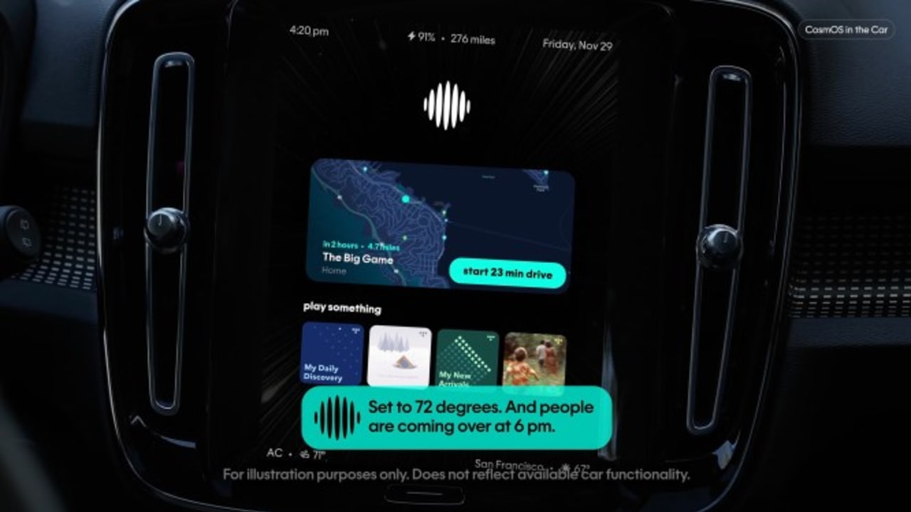 Ai Pin maker Humane mendemonstrasikan perangkat lunak AI untuk mobil, ponsel, dan speaker pintar.