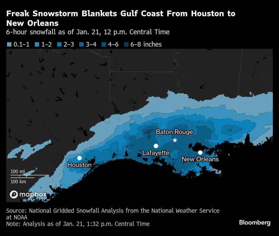 Badai Salju Langka di Gulf Coast Mengganggu Energi dan Transportasi AS