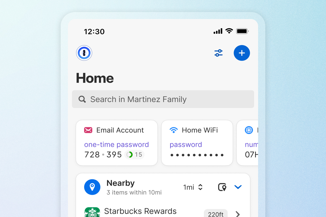 1Password memudahkan untuk menemukan kata sandi berdasarkan lokasi Anda.
