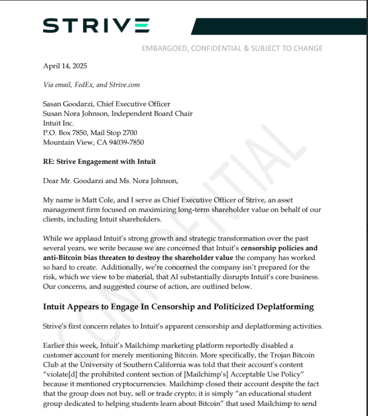 CEO Strive Dorong Intuit Hapus Sensor Bitcoin dan Simpan Bitcoin di Kas Perusahaan