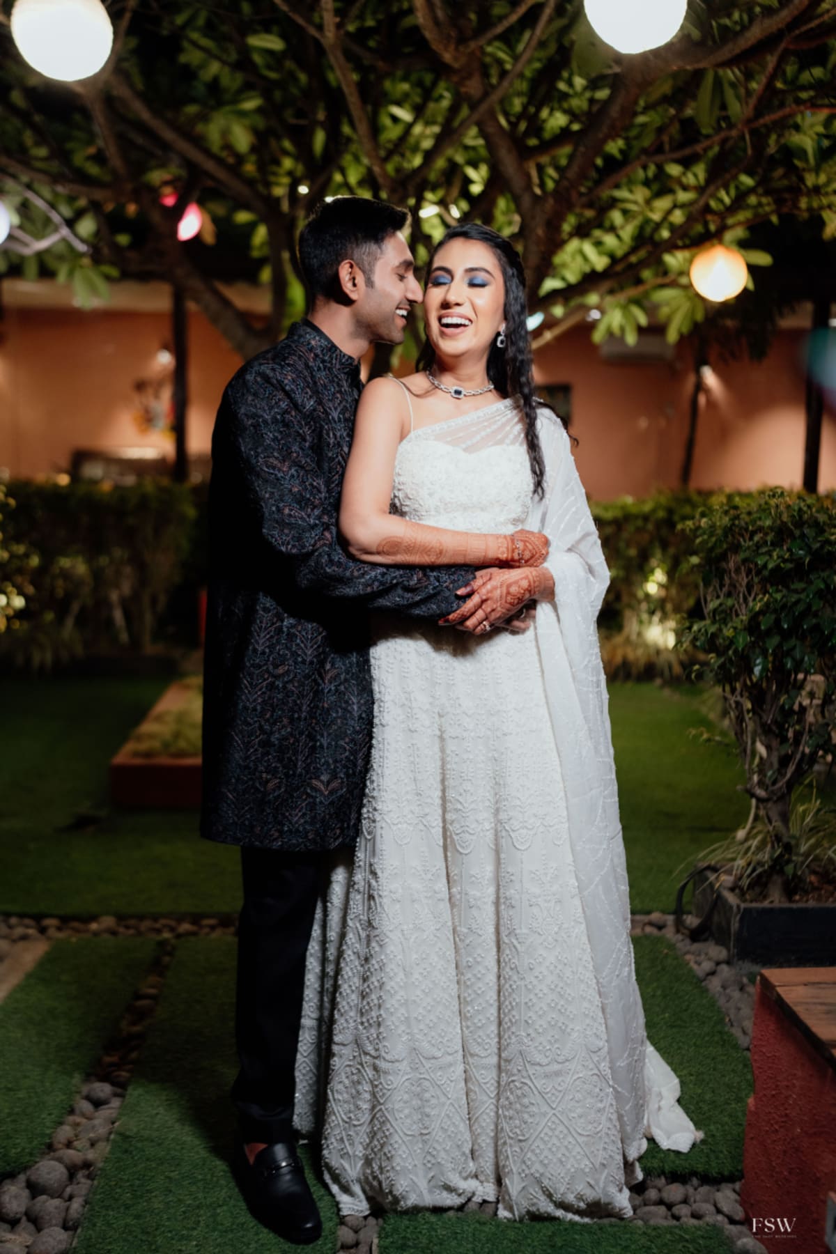 cinematic wedding reception frame in Goa, India by FineShot Weddings