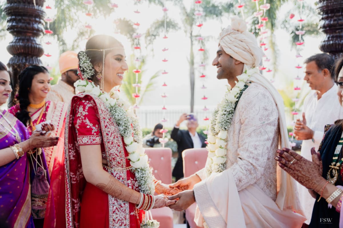 cinematic wedding reception frame in Goa, India by FineShot Weddings