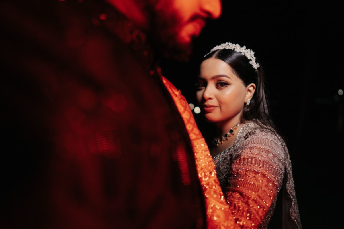 cinematic wedding reception frame in Goa, India by FineShot Weddings