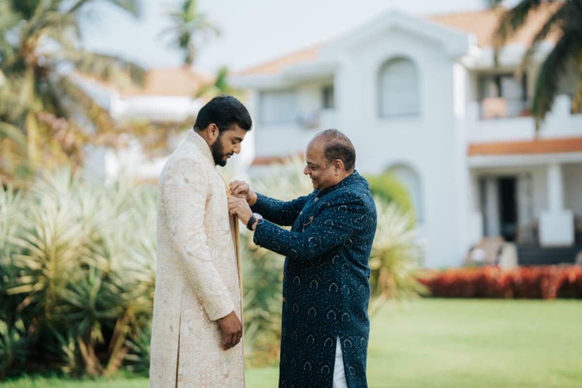 cinematic wedding reception frame in Goa, India by FineShot Weddings