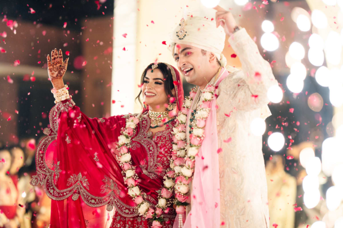 cinematic wedding reception frame in Goa, India by FineShot Weddings
