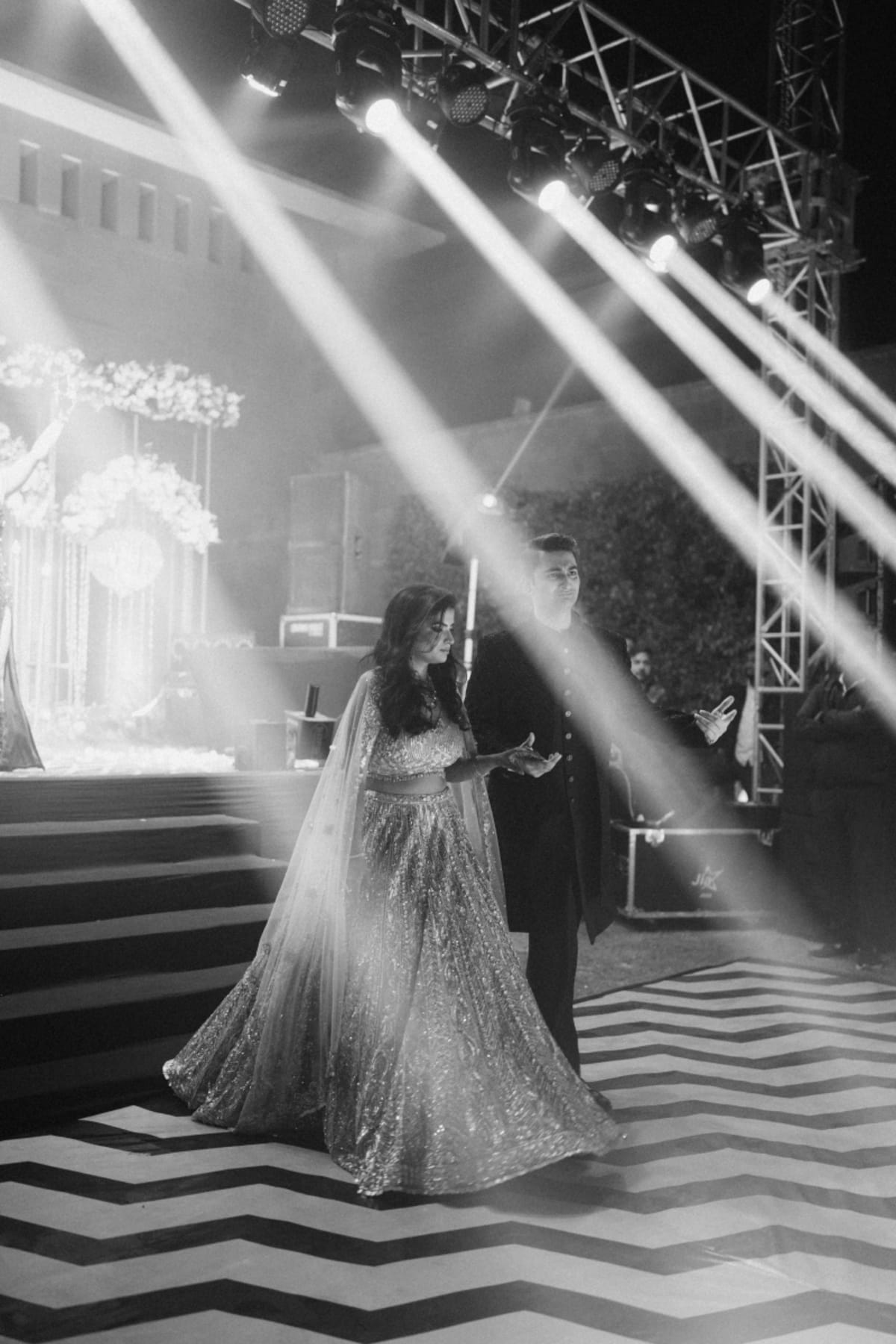cinematic wedding reception frame in Goa, India by FineShot Weddings