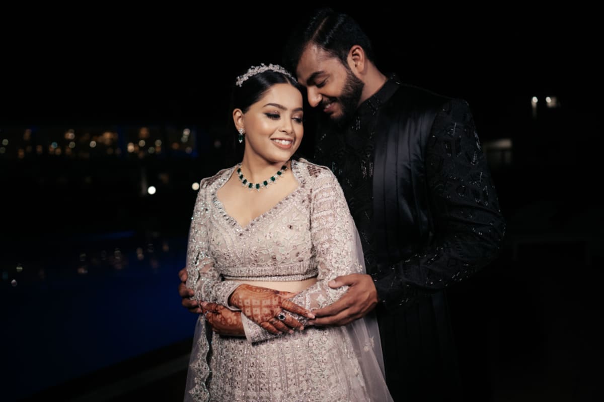 cinematic wedding reception frame in Goa, India by FineShot Weddings