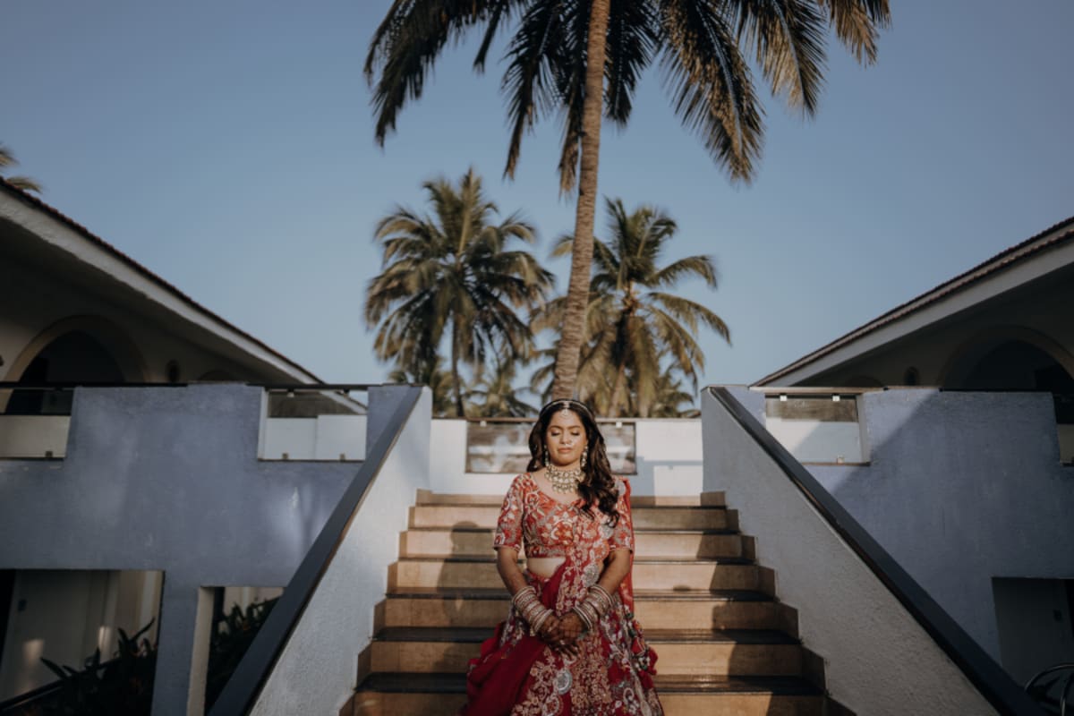 cinematic wedding reception frame in Goa, India by FineShot Weddings