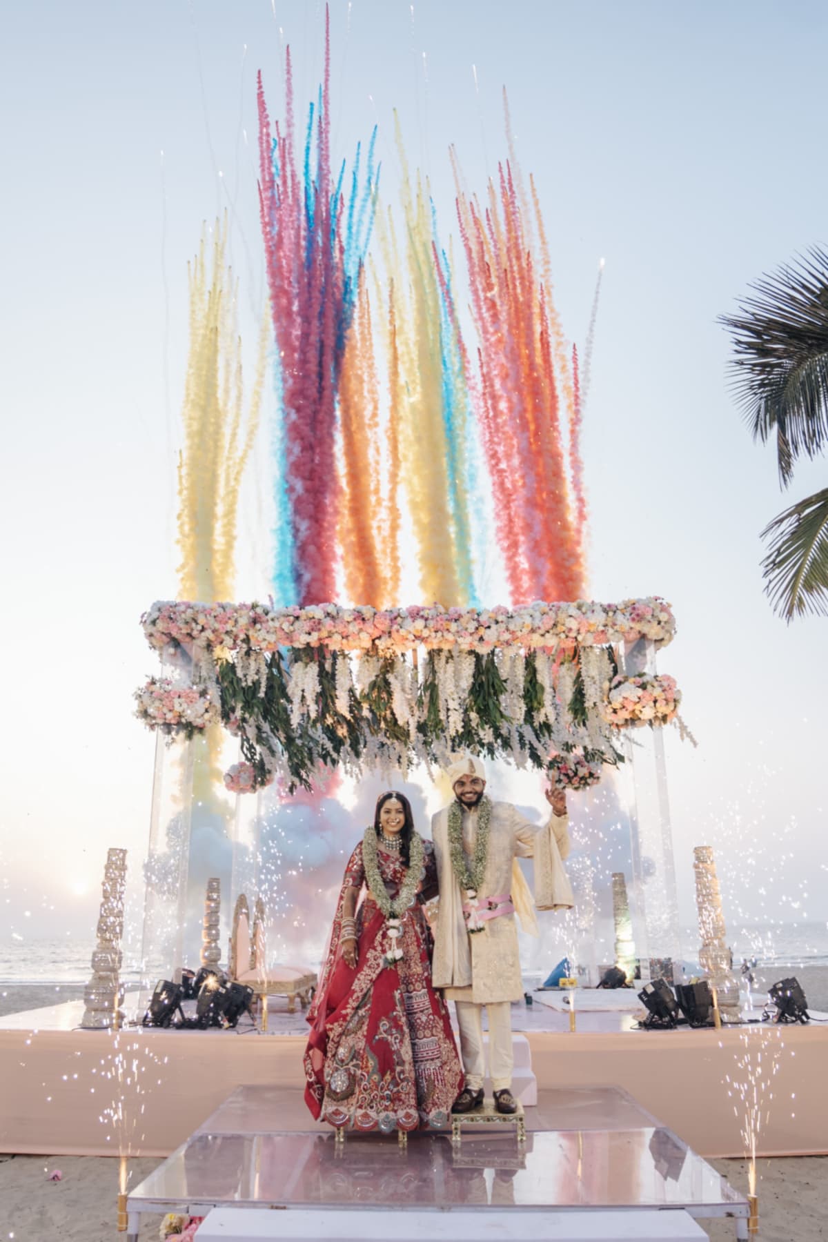 cinematic wedding reception frame in Goa, India by FineShot Weddings