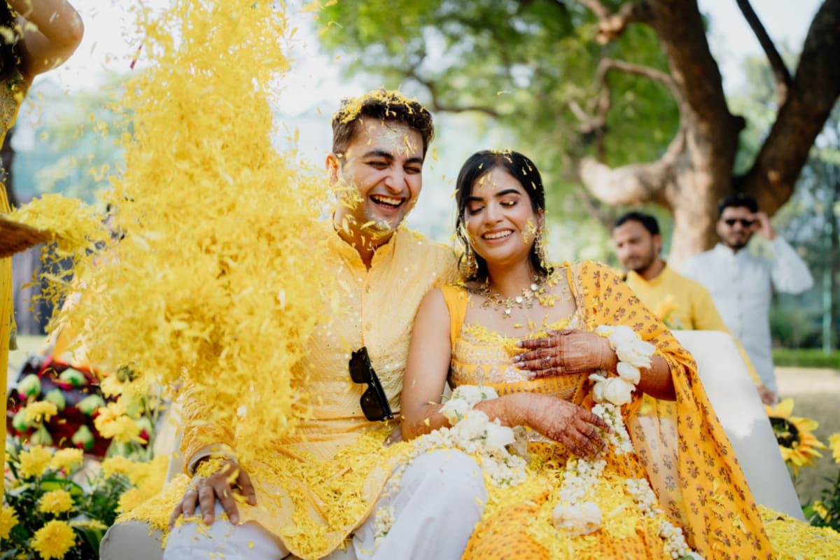 cinematic wedding reception frame in Goa, India by FineShot Weddings