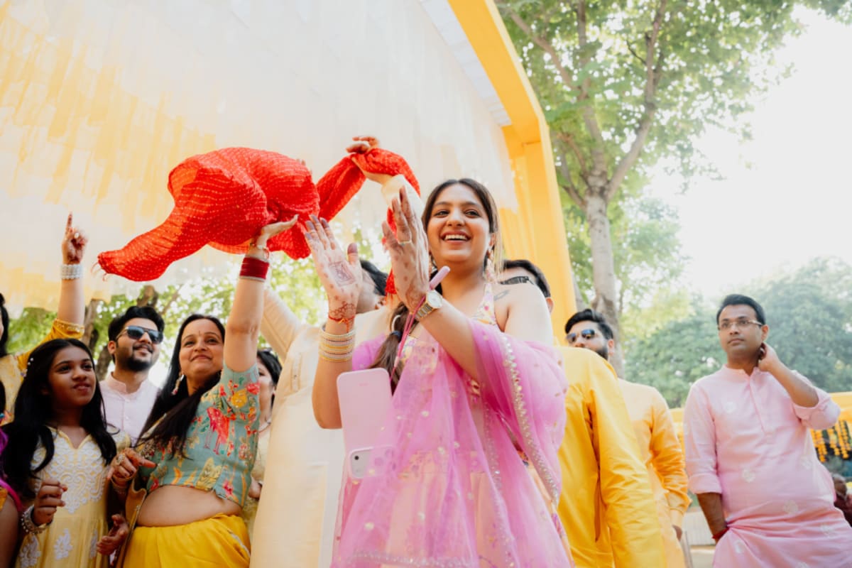 cinematic wedding reception frame in Goa, India by FineShot Weddings