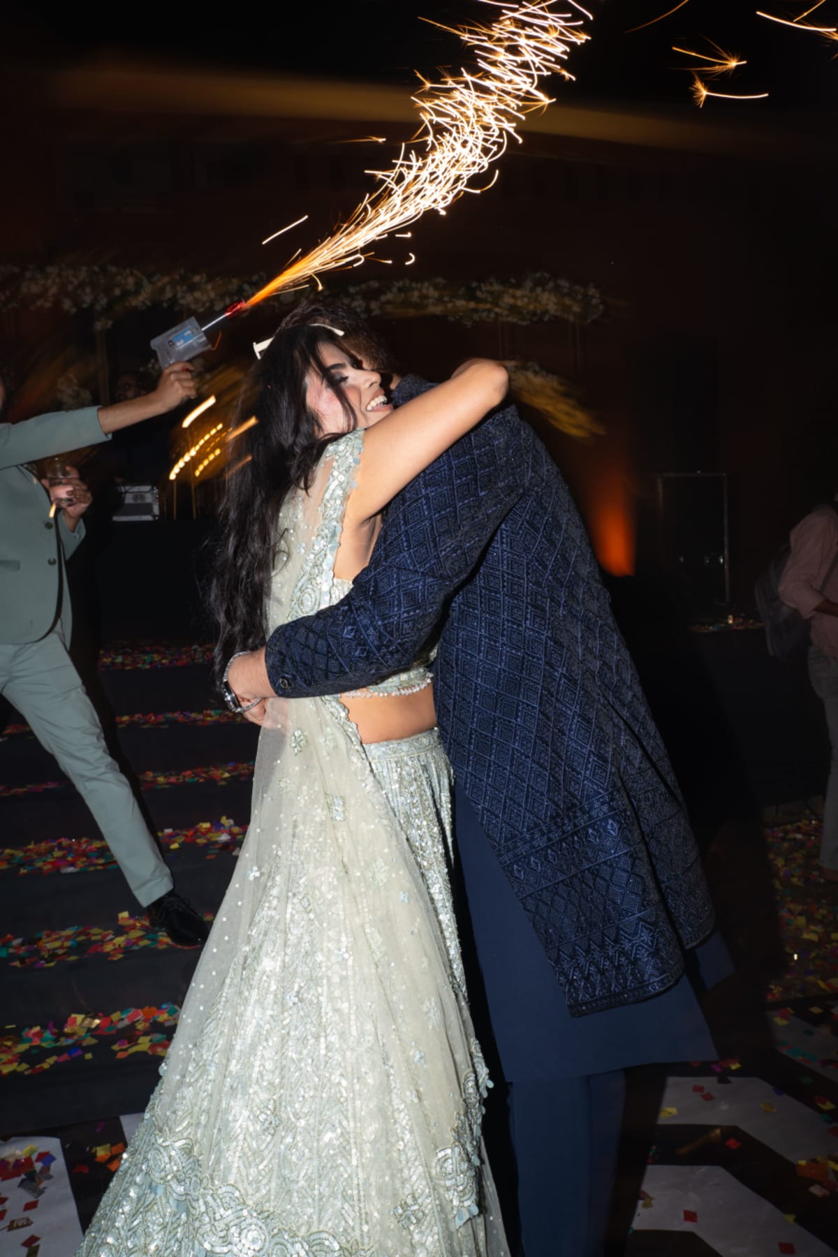cinematic wedding reception frame in Goa, India by FineShot Weddings