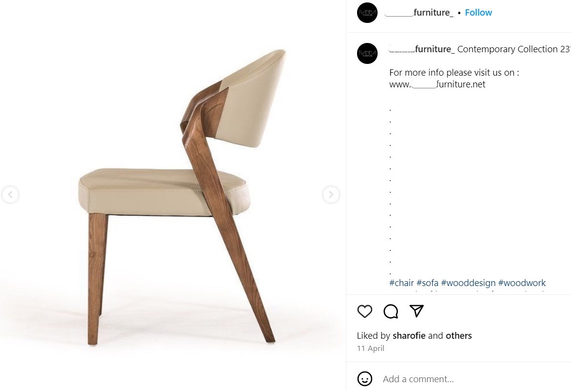 Meuble d'imitation proposé sur Instagram