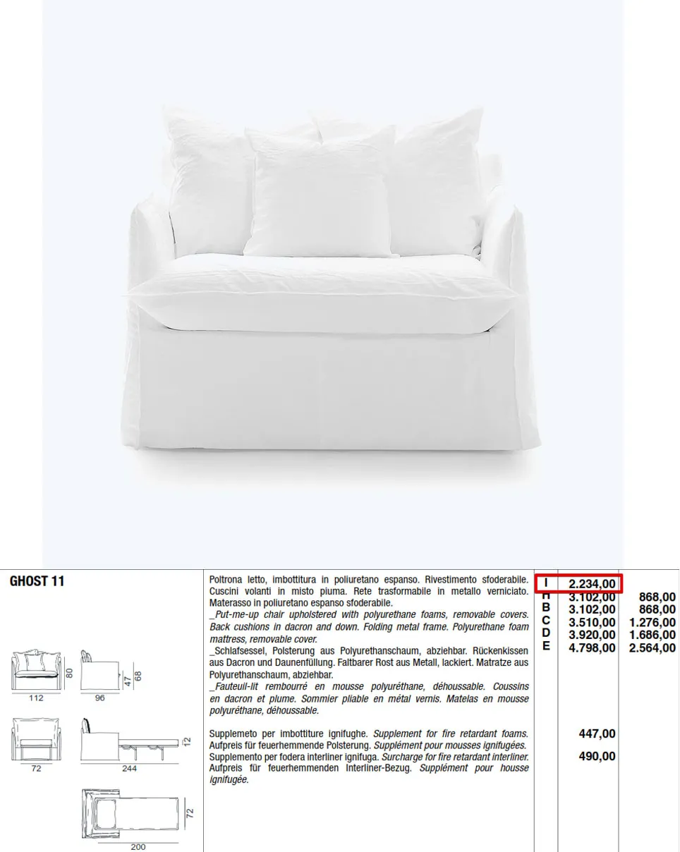 European recommended retail price for sofa to import luxury furniture from Europe to the USA