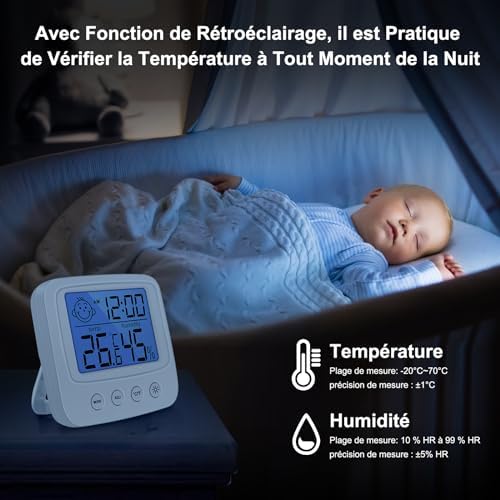 Vue 4 de Vinabo Thermometre Hygrometre Interieur