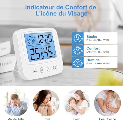 Vue 5 de Vinabo Thermometre Hygrometre Interieur