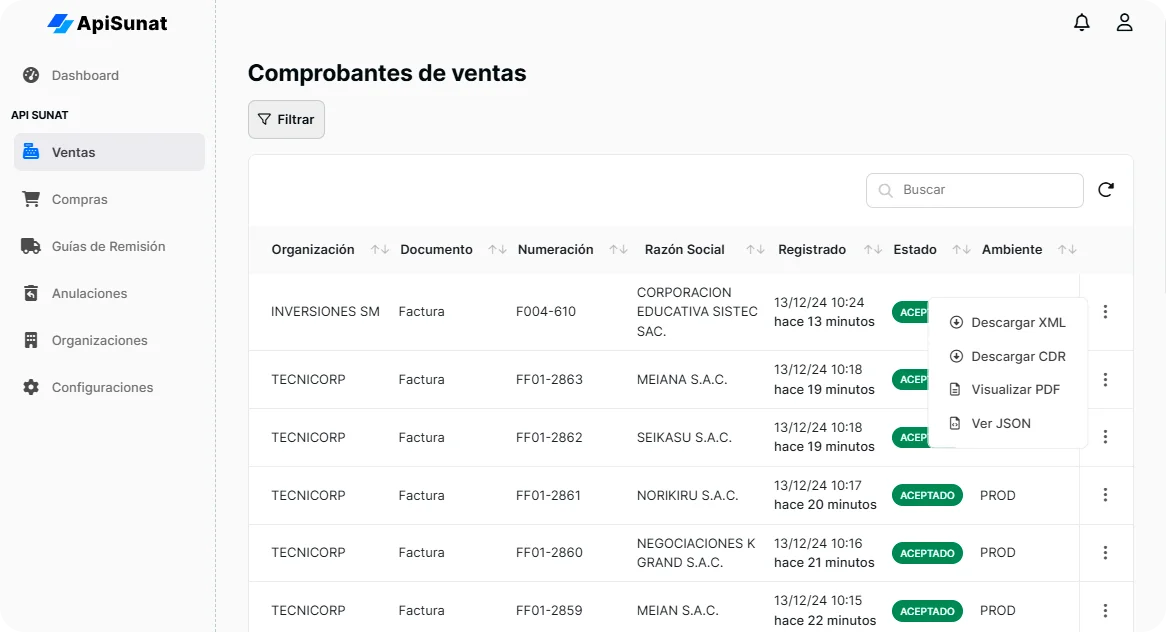 codigo api facturación electronica