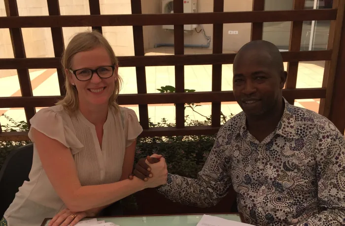 Aurora signs an agreement to build latrines in the fishing community in Goderich, Sierra Leone
