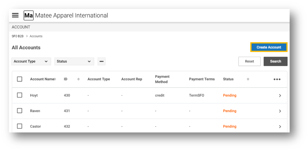 Create Account Button