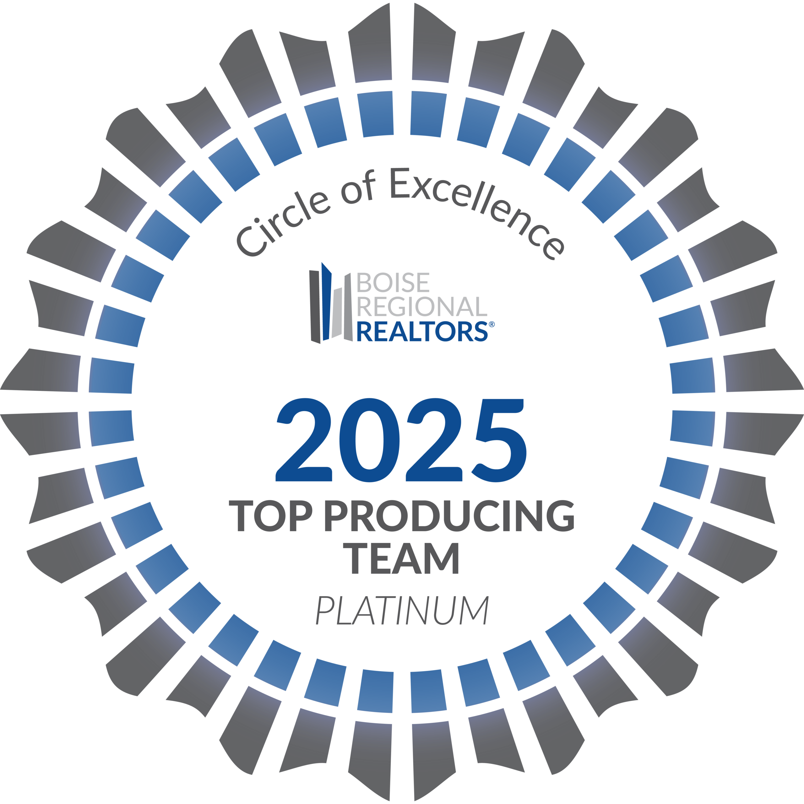 Top Producing Team 2025 Circle of Excellence award from Boise Regional REALTORS - Abmont Realty Group