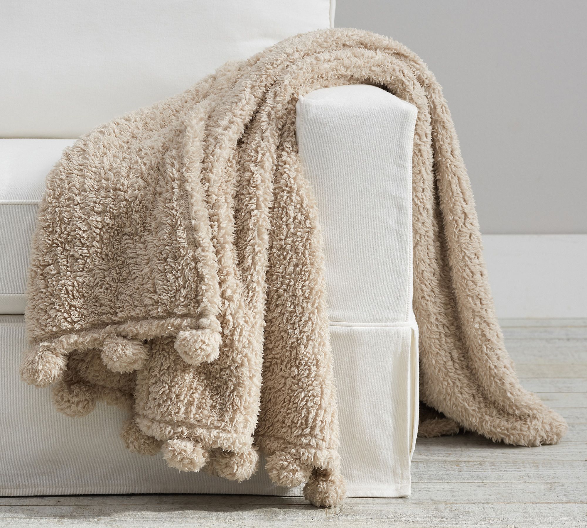 pottery barn pom pom sherpa throw dupe