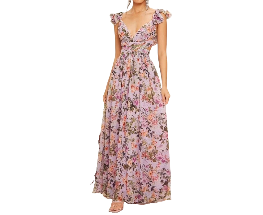 shein belle floral print sweetheart neck lace-up dress dupe