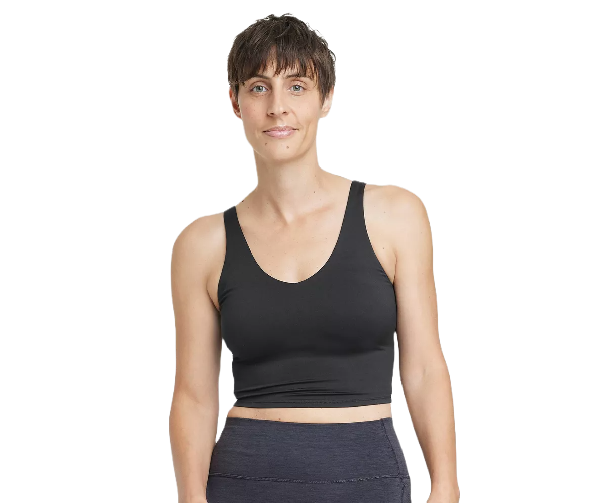 target all in motion light support v-neck crop sports bra dupe