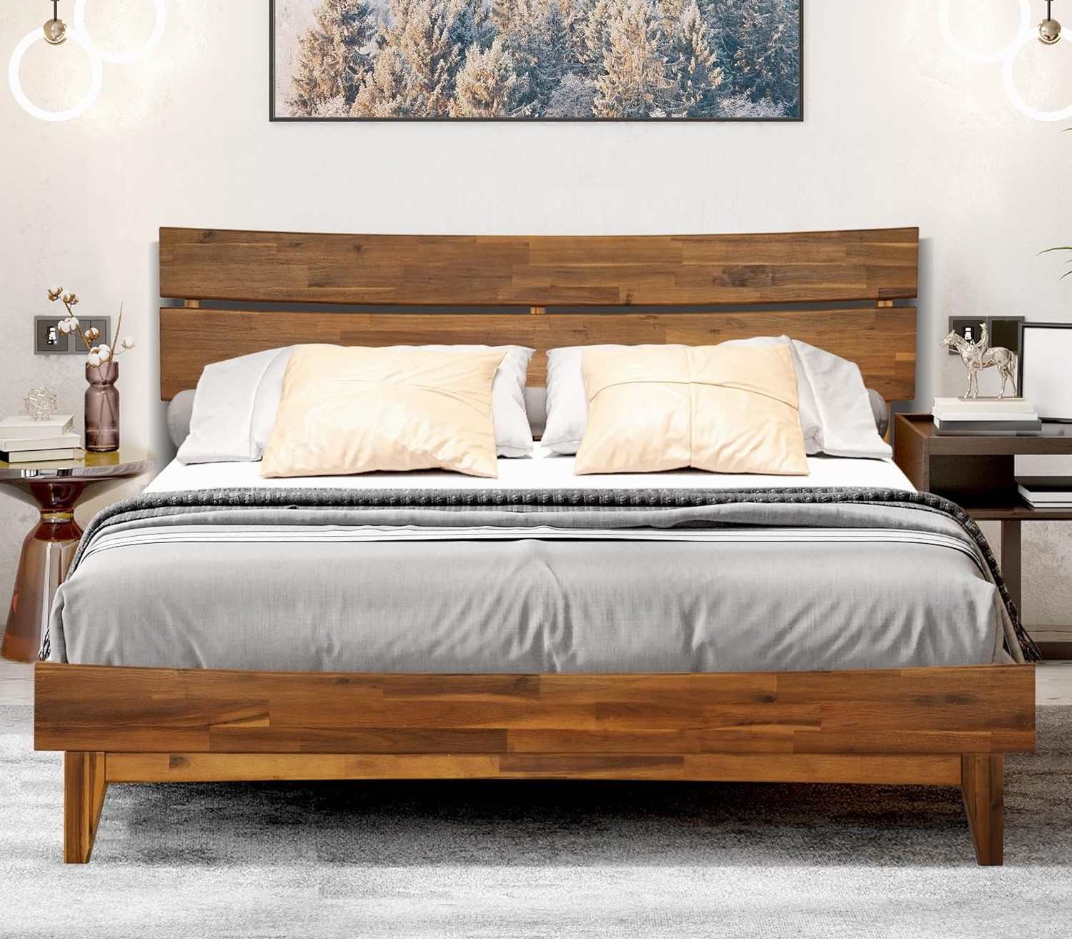 acacia aurora wooden bed frame dupe