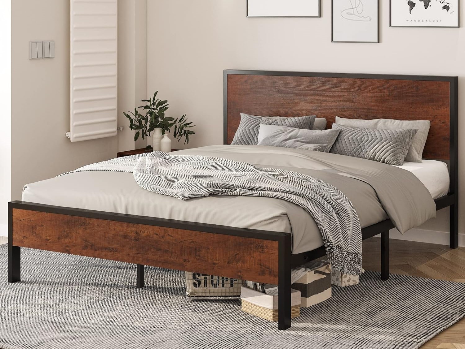 imussee bed frame with wood headboard and footboard platform bed dupe