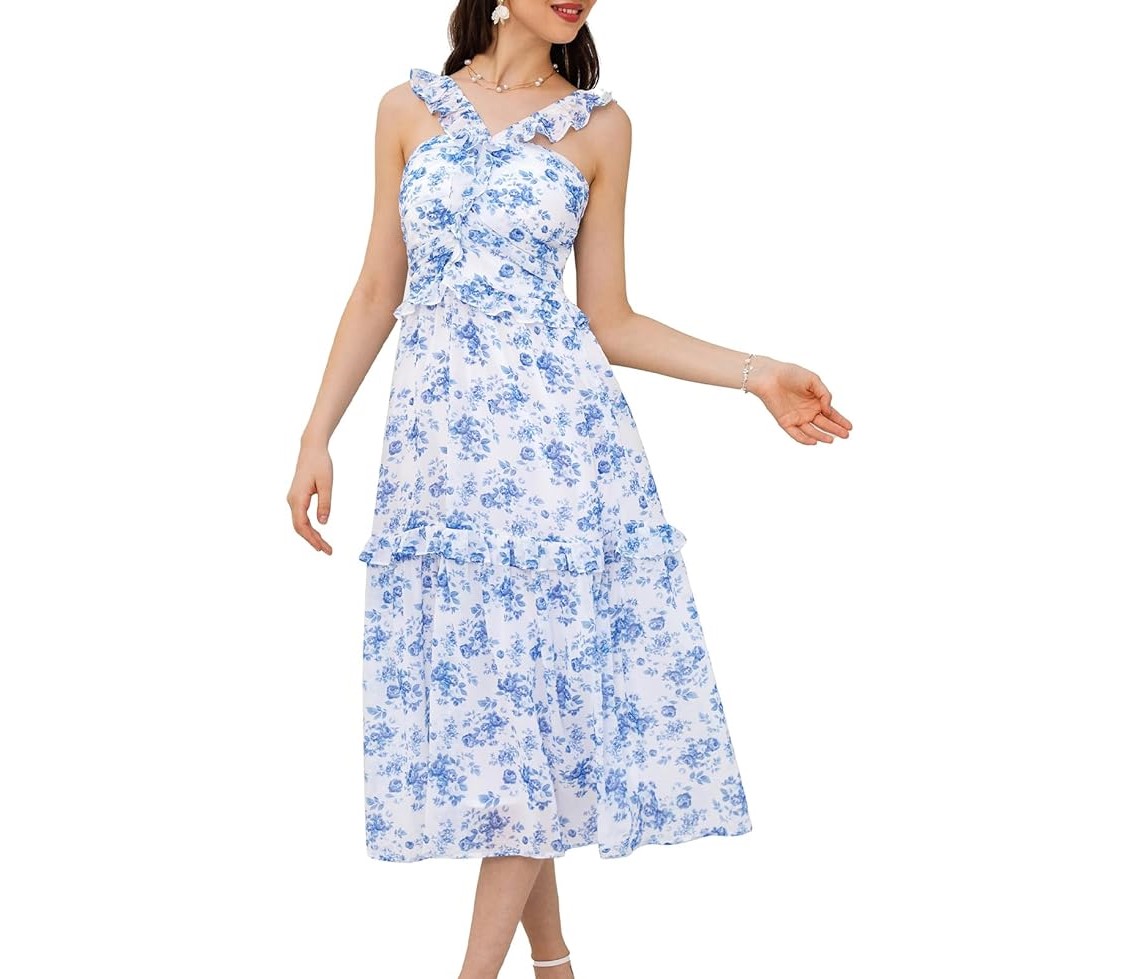 floral a-line midi dress dupe