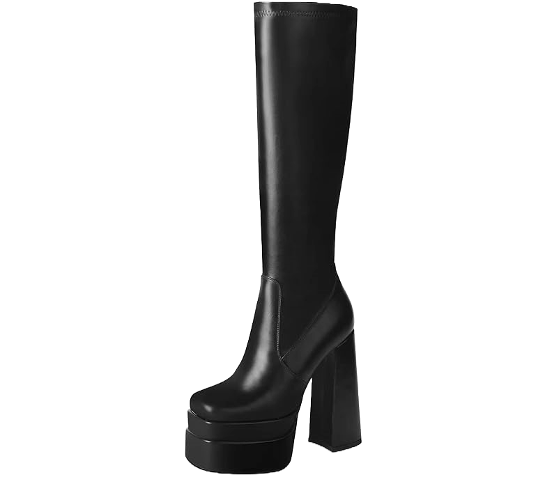 wetkiss stacked platform knee high boots dupe