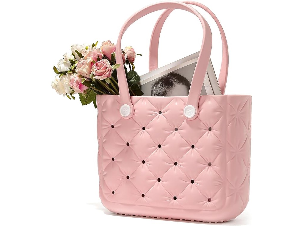 quilted beach bag rubber tote dupe